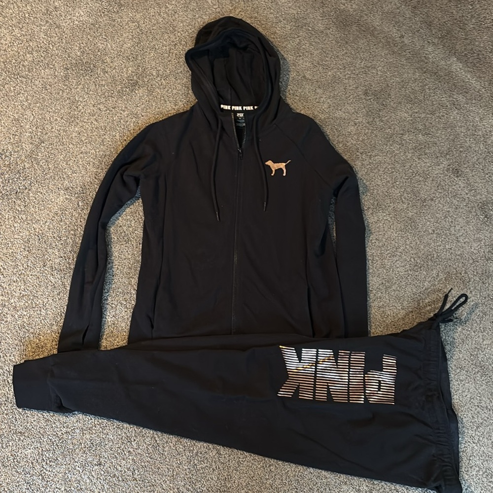 Victoria's Secret PINK Black/Gold Joggers Set